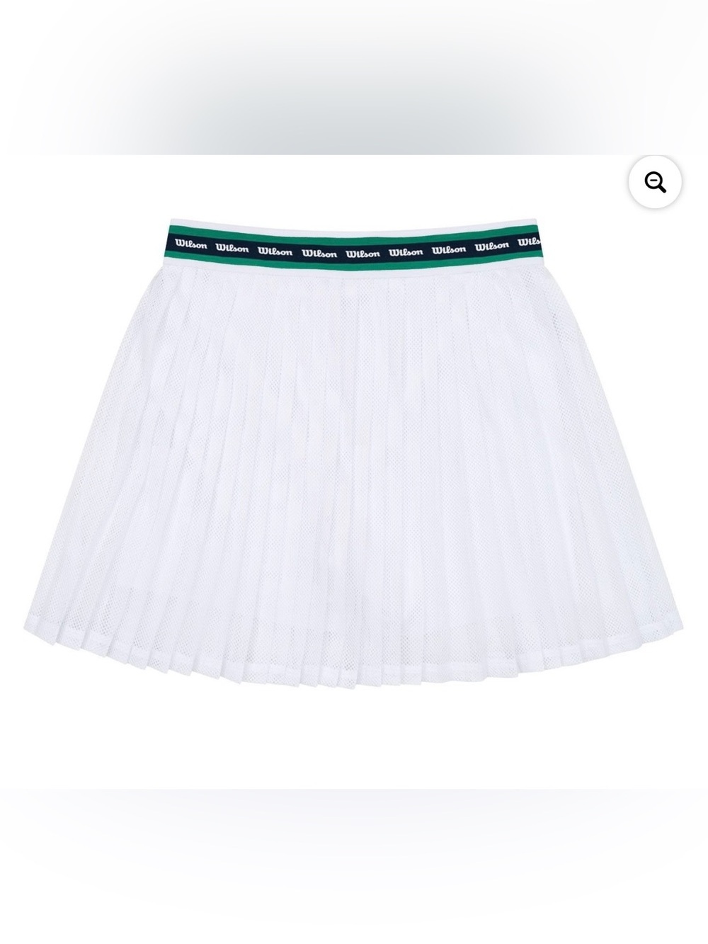 Wilson White Pleated Tennis Skort with Green-Trim Logo Waistband